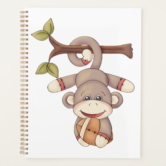 Adorable Hanging Monkey with Football Planner (Voorkant)