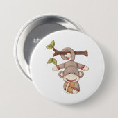 Adorable Hanging Monkey with Football Ronde Button 7,6 Cm (Voorkant /achterkant)