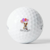 Adorable 'Happy Birthday' Pink Corgi Birthday Gift Golfballen (Voorkant)