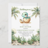 Adorable Hatching Soon Baby Dinosaur Invite Card Kaart (Voorkant)