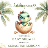 Adorable Hatching Soon Baby Dinosaur Invite Card Kaart