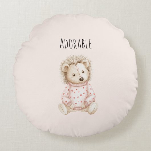 Adorable Hedgehog Heart Animal Rond Kussen (Voorkant)