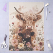 Adorable Highland Cow Calf with Mom Decoupage Tissuepapier (Craft)