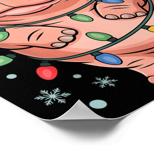 Adorable Hip Wrapped Christmas Light Santa Hat Win Poster (Hoek)