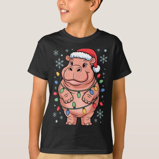 Adorable Hip Wrapped Christmas Light Santa Hat Win T-shirt (Voorkant)
