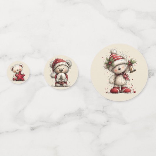 ADORABLE HOLIDAY CHRISTMAS TEDDY BEAR CONFETTI (Achterkanten)