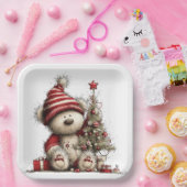 ADORABLE HOLIDAY CHRISTMAS TEDDY BEAR PAPIEREN BORDJE (Feest)