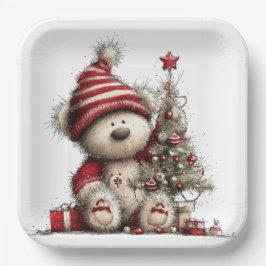 ADORABLE HOLIDAY CHRISTMAS TEDDY BEAR PAPIEREN BORDJE