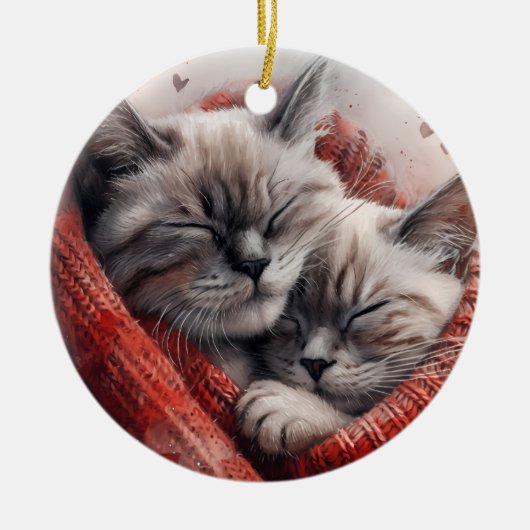 ADORABLE HUGGING SIAMESE CATS KERAMISCH ORNAMENT (Voorkant)
