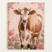 Adorable Jersey Cow Pink Floral Planner (Voorkant)