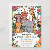 Adorable Jungle Party Animals Birthday Kaart (Voorkant)