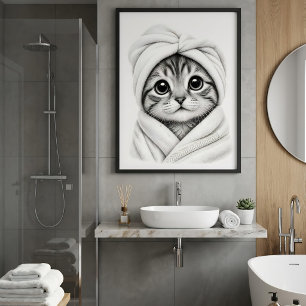 Adorable Kat Liefhebber Badkamer Muur Kunst Kitten Poster