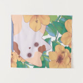 Adorable Kat met Bloemen Wandkleed (Voorkant (horizontaal))