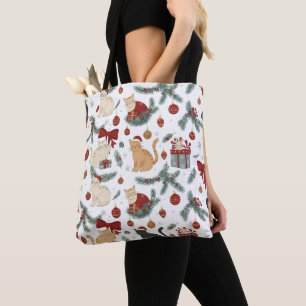 Adorable Katten en Kerstpatroon Boodschappentas Tote Bag