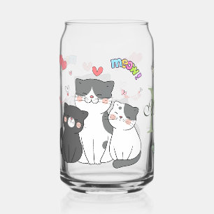 Adorable Katten Miauw Hartjes Thema Monogram Blikvorm Glas