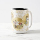 Adorable Katten Mok Goud Wit Waterverf 15 oz (Voorkant rechts)