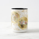 Adorable Katten Mok Goud Wit Waterverf 15 oz (Center)