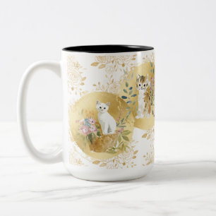 Adorable Katten Mok Goud Wit Waterverf 15 oz