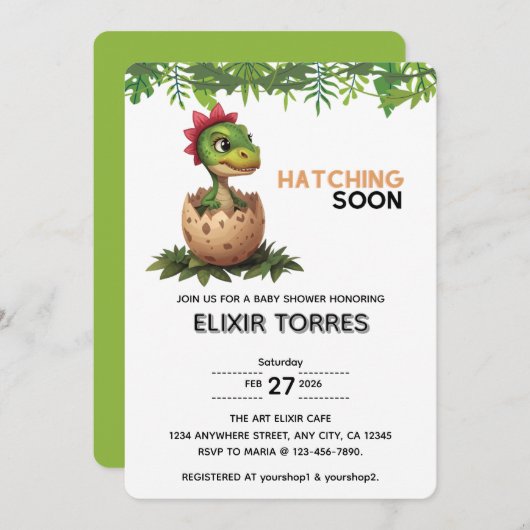 Adorable Kawaii Baby Dinosaur Hatching Kaart (Voorkant / Achterkant)