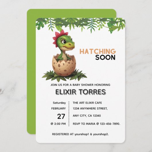 Adorable Kawaii Baby Dinosaur Hatching Kaart (Voorkant / Achterkant)