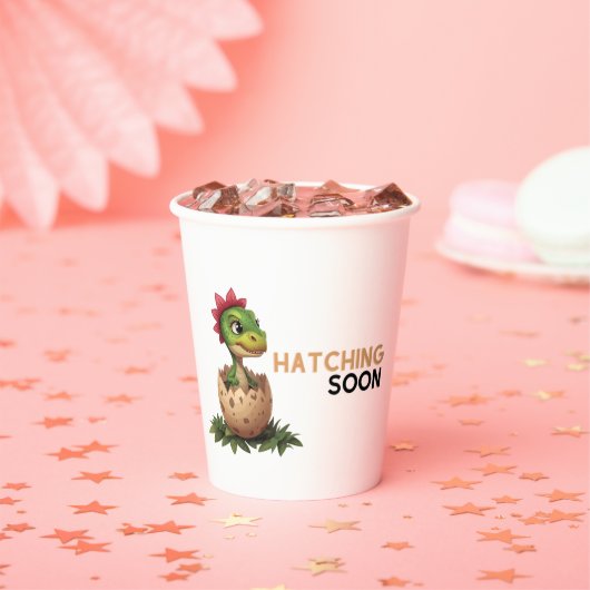 Adorable Kawaii Baby Dinosaur Hatching Papieren Bekers (Insitu)