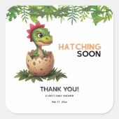 Adorable Kawaii Baby Dinosaur Hatching Vierkante Sticker (Voorkant)