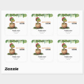 Adorable Kawaii Baby Dinosaur Hatching Vierkante Sticker (Vel)