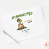 Adorable Kawaii Baby Dinosaur Hatching Vierkante Sticker (Envelop)