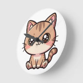 Adorable Kawaii Cat Chibi Illustration Ronde Klok (Hoek)