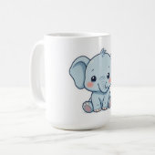Adorable Kawaii Chibi Baby Elephant Koffiemok (Voorkant links)