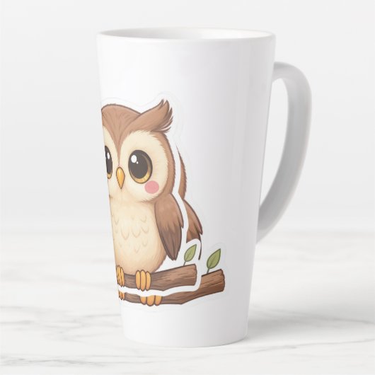 Adorable Kawaii Chibi Owl  Latte Mok (Rechterhoek)