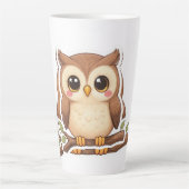 Adorable Kawaii Chibi Owl  Latte Mok (Voorkant)