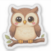 Adorable Kawaii Chibi Owl Sticker (Voorkant)