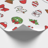 Adorable Kawaii Christmas Holiday Pattern Gift Cadeaupapier (Hoek)