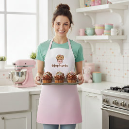 Adorable Kawaii Cupcake met Naam Roze Keuken Schor Schort