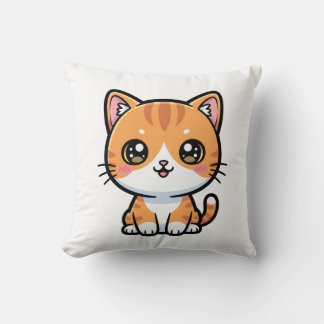 Adorable Kawaii Ginger Cat Cartoon Character Kussen