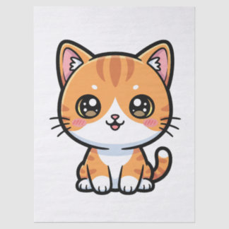 Adorable Kawaii Ginger Cat Cartoon Character Tissuepapier