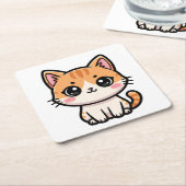 Adorable Kawaii Ginger Cat Illustration Kartonnen Onderzetters (Schuin)