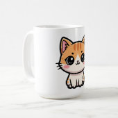 Adorable Kawaii Ginger Cat Illustration Koffiemok (Voorkant links)