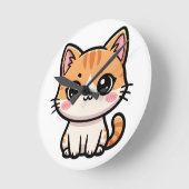 Adorable Kawaii Ginger Cat Illustration Ronde Klok (Hoek)