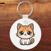 Adorable Kawaii Ginger Cat Illustration Sleutelhanger (Achterkant)