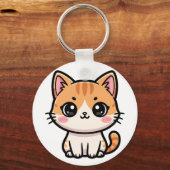 Adorable Kawaii Ginger Cat Illustration Sleutelhanger (Voorkant)