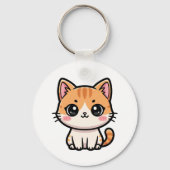 Adorable Kawaii Ginger Cat Illustration Sleutelhanger (Achterkant)