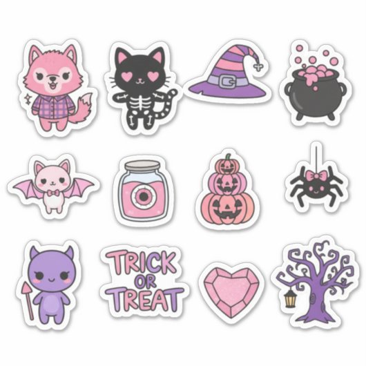 Adorable Kawaii Halloween Sticker Pack (Voorkant)