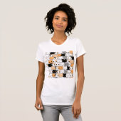 Adorable Kawaii Kat Patroon Mode Witte Crop Top (Voorkant volledig)