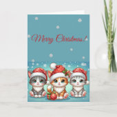 Adorable Kawaii Kitties in Santa Hats Winter Chris Kaart (Voorkant)