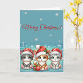 Adorable Kawaii Kitties in Santa Hats Winter Chris Kaart (Gele Bloem)