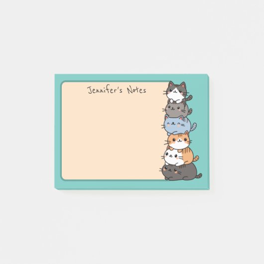 Adorable Kawaii Stapel Kittenkatten Op Maat Post-it® Notes (Voorkant)