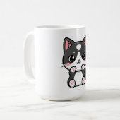 Adorable Kawaii Tabby Kitten Illustration Koffiemok (Voorkant links)