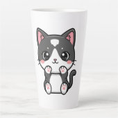 Adorable Kawaii Tabby Kitten Illustration Latte Mok (Voorkant)